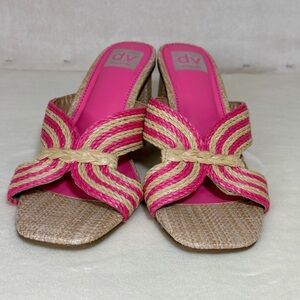 Dolce Vita Women’s Hot Pink and Tan Block Heel Sandals